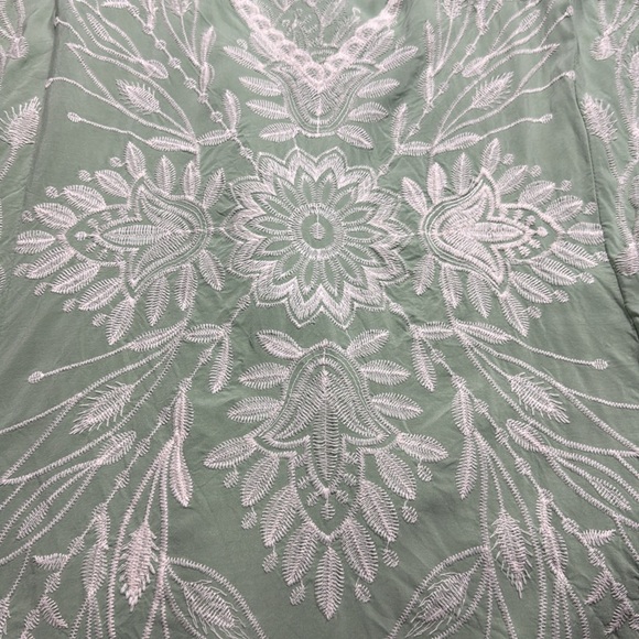 Soft Surroundings Green and White Embroidered Blouse Sz 1X - Picture 5 of 5